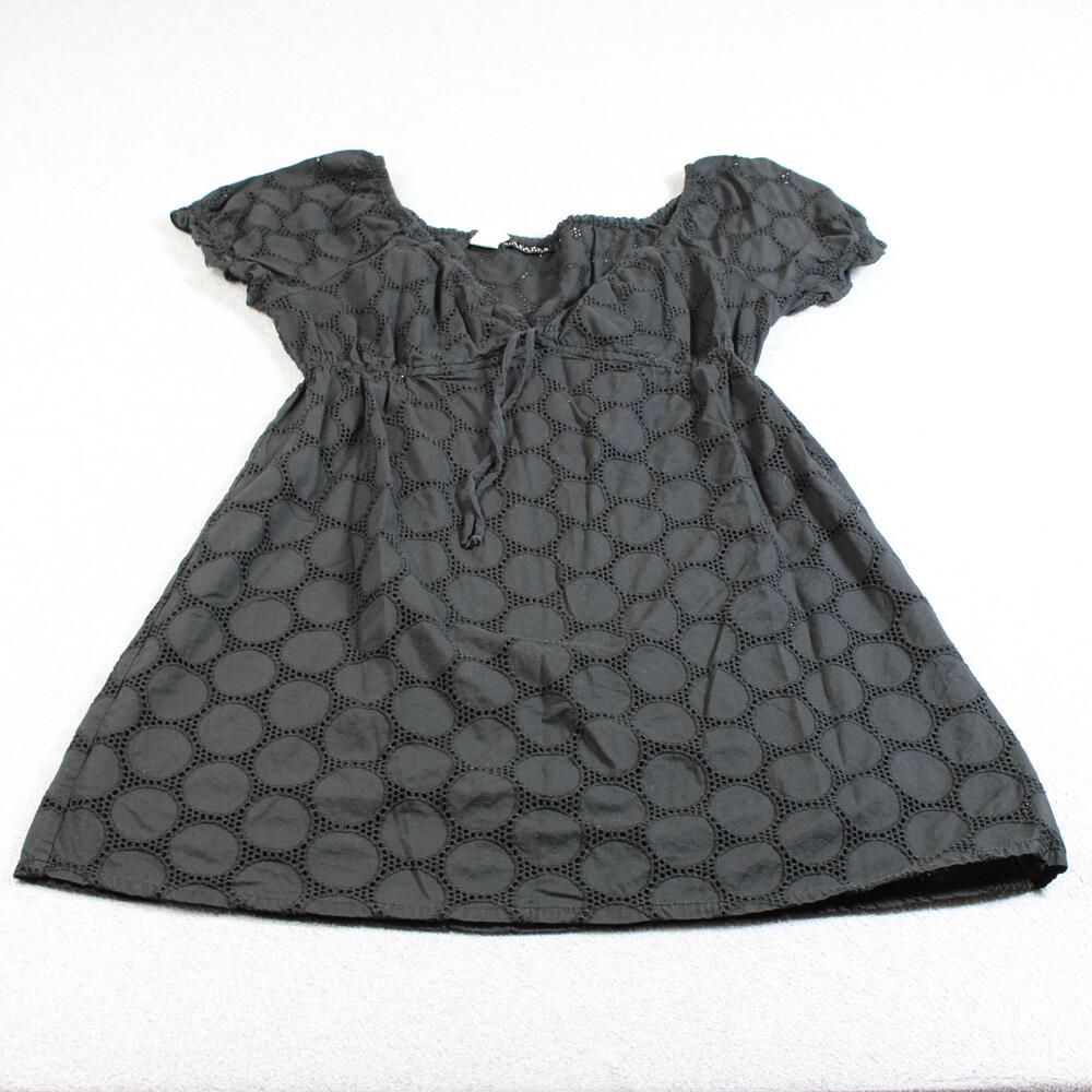 La Blanca Cover Up Dress Womens Large Black Eyelet Polka Dot Swim Beach Resort